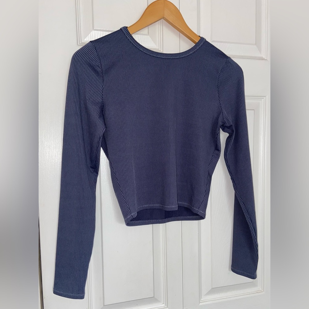 Hollister Long Sleeve Blue Cropped Baby Tee